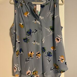 Daniel Rainn Gray and Yellow Asymmetrical Blouse